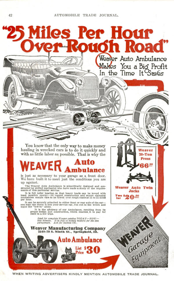 Weaver Auto Ambulance AD from 1918