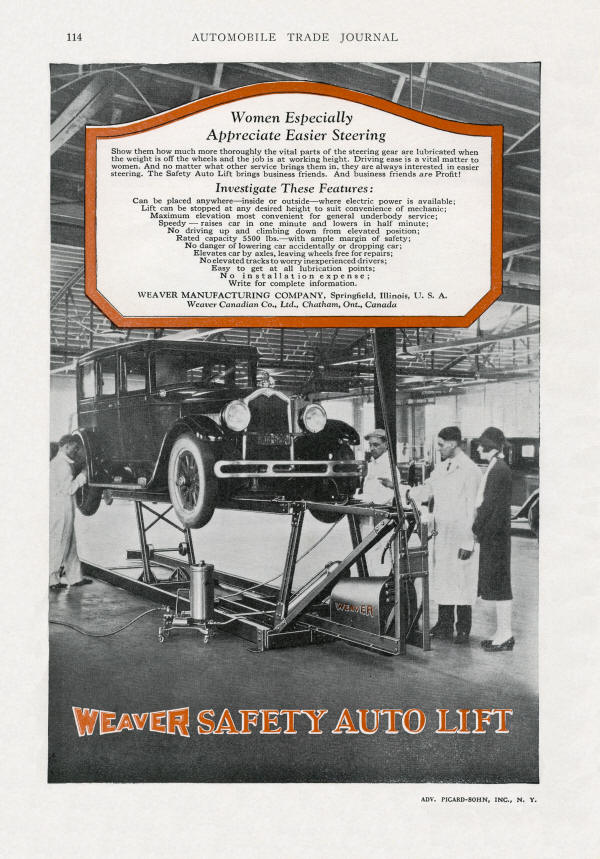 1927 Weaver Electric Automobile Lift AD