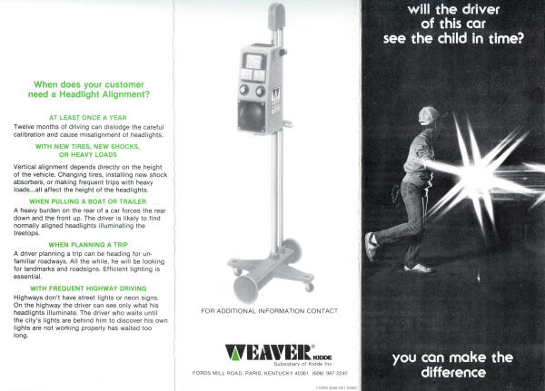 Weaver Brochure Headlight Tester 1981