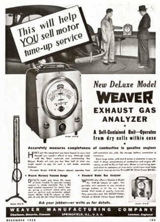 weaver Gas Exhaust Anylzer AD from 1938