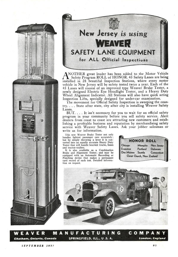 Weaver Safety Lane Advertisement from 1937