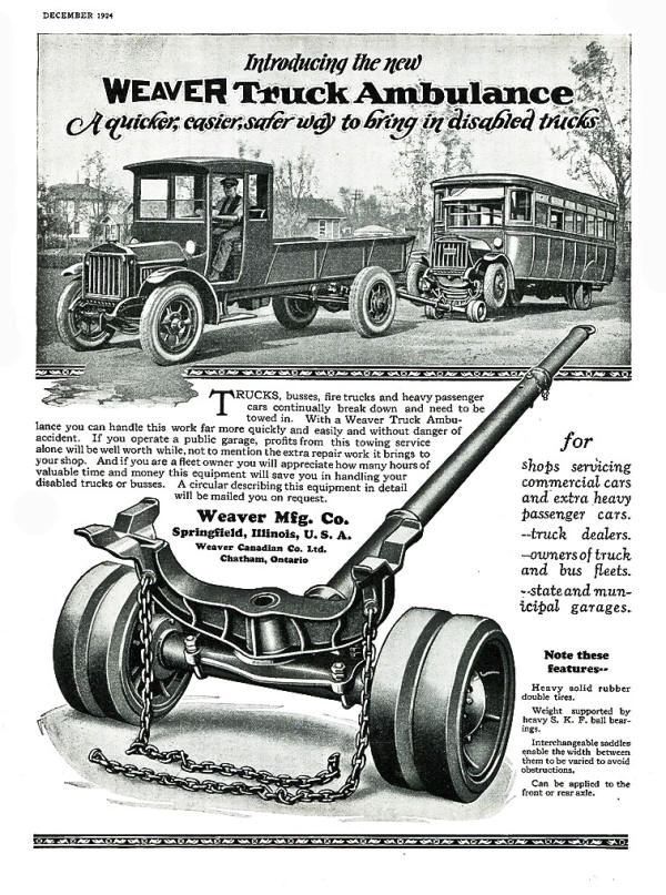 Weaver Ad for the Truck Ambulance in 1924