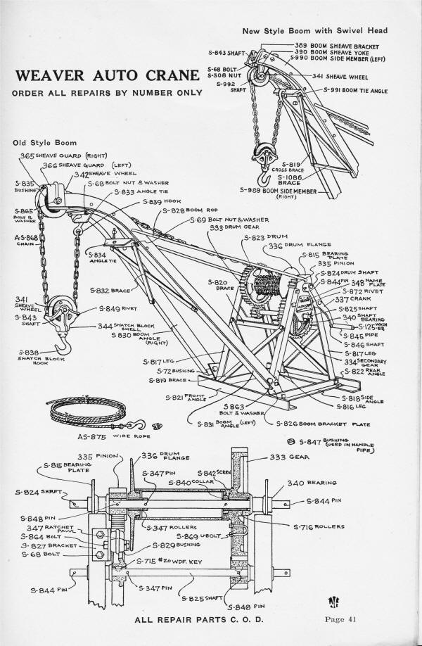 Weaver Auto Crane 1923 Parts List