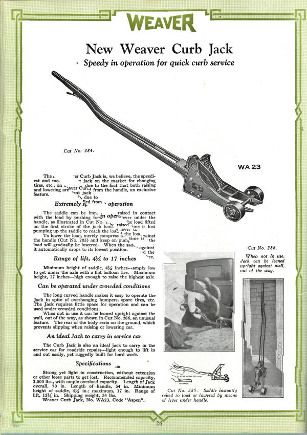 Weaver Curb Jack 1928 Brochure