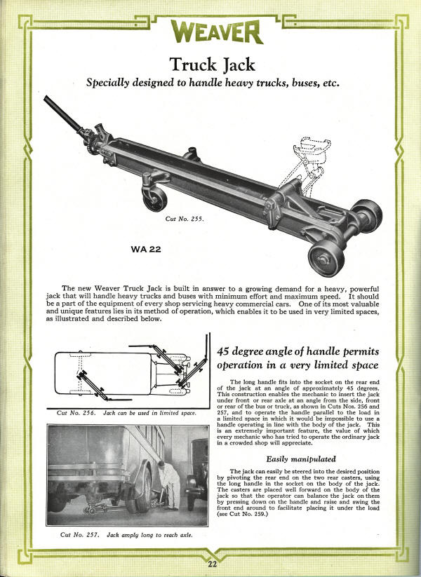 Weaver Truck Jack 1927 Brochure